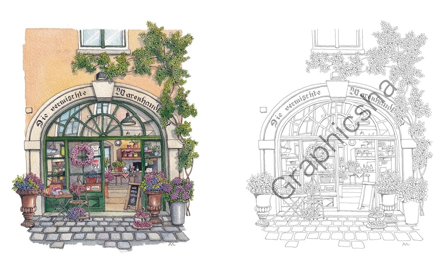 Sách ngoại văn: 大人の塗り絵ブック　世界の街かどから　素敵なお店のたたずまい - Sutekina Omise No Tatazumai - Sutekina Omise No Tatazumai (Otona No Nurie (Coloring) Book )