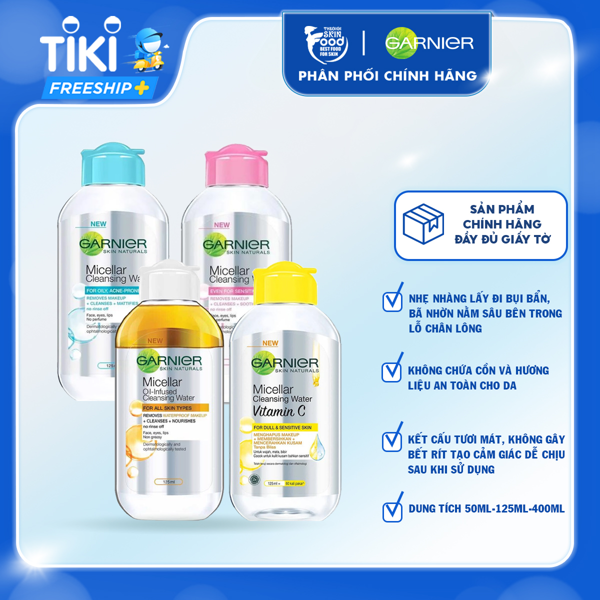 Nước Tẩy Trang làm Sạch Sâu Garnier Micellar Cleansing Water