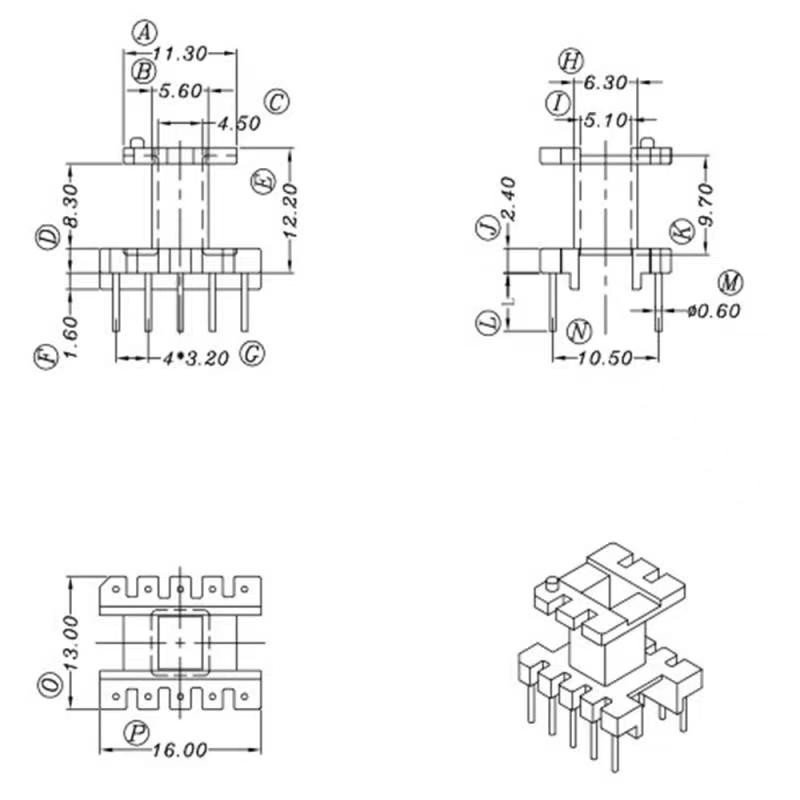Bộ 2 Con Biến Áp Xung EE16 , Lõi Biến Áp E16 Dùng Để Biến Áp Cường Độ Xung