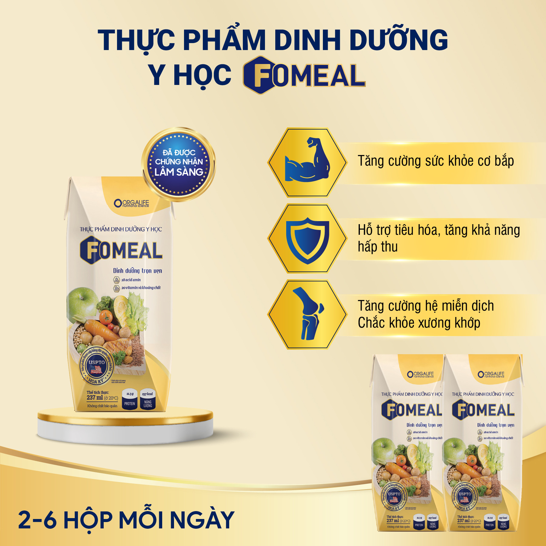 Lốc 3 hộp thực phẩm dinh dưỡng y học Fomeal 237ml/hộp - Dinh dưỡng cho người bệnh, kém hấp thu, phục hồi nhanh chóng