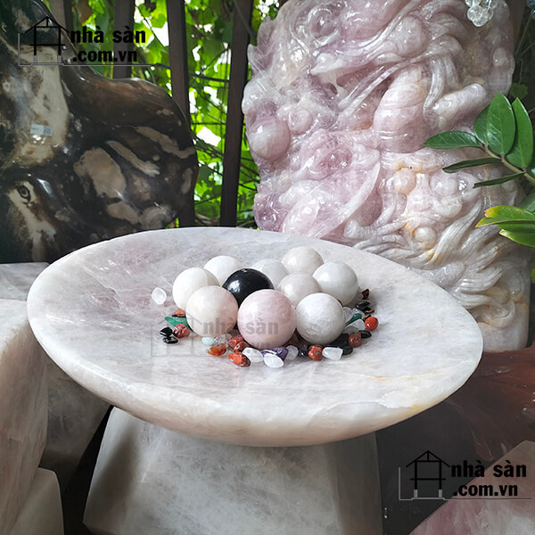 Đĩa đá thạch anh trắng tự nhiên D02 - Nặng 8.2kg kích thước cm - Vật phẩm phong thủy trang trí