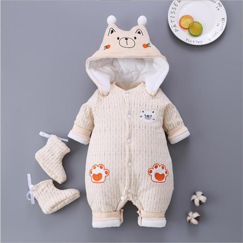 BibiCola Bé Gái Plus Nhung Dày Romper Áo Liền Quần Sơ Sinh Bodysuit Sơ Sinh Ấm Romper Áo Liền Quần Cho Bé Gái Tập Đi Bộ Quần Áo Cotton