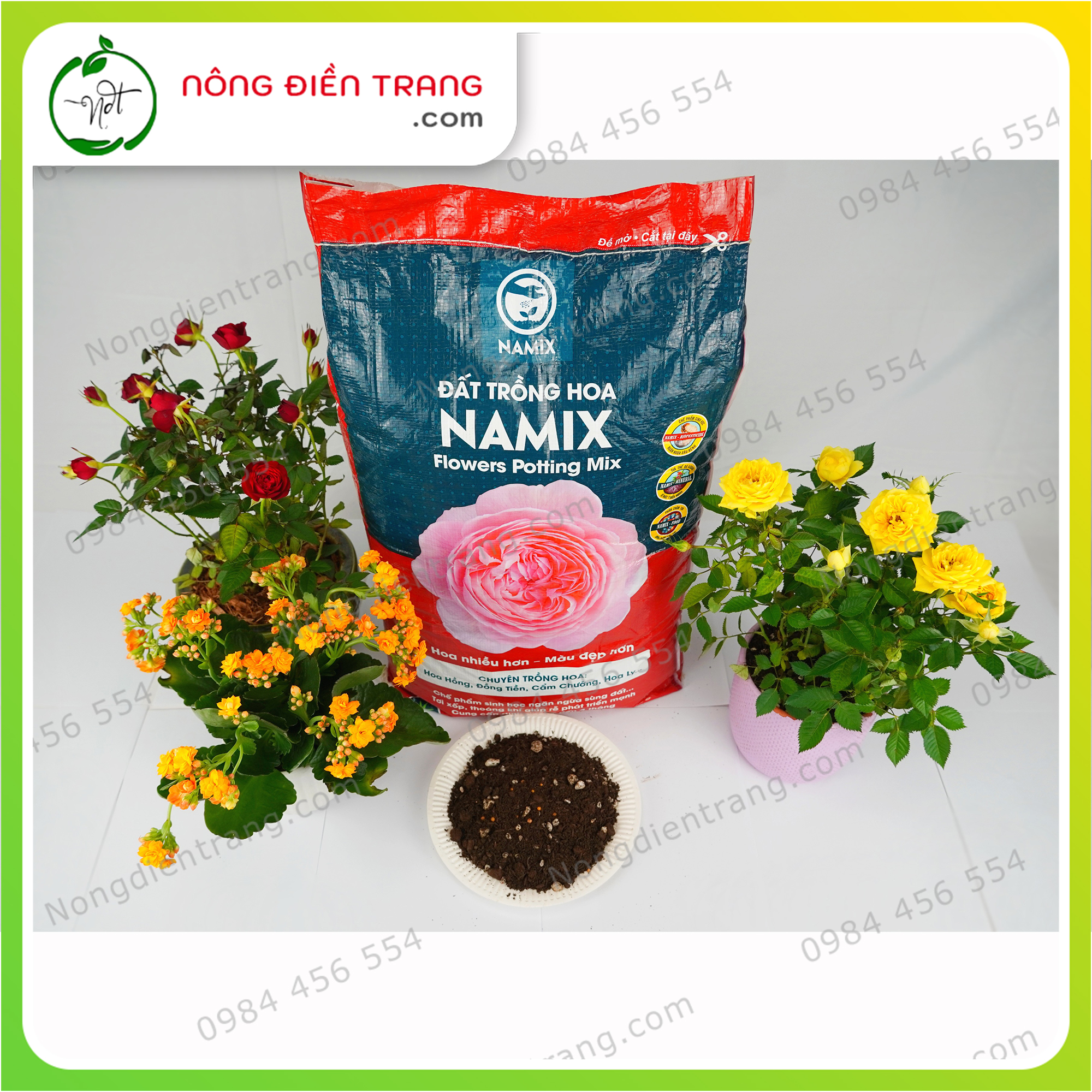 Đất Sạch Trồng Hoa Namix - Bao 20dm3 - Flowers Potting Mix Namix Hoa Nhiều Hơn, Màu Đẹp Hơn VTNN Nông Điền Trang