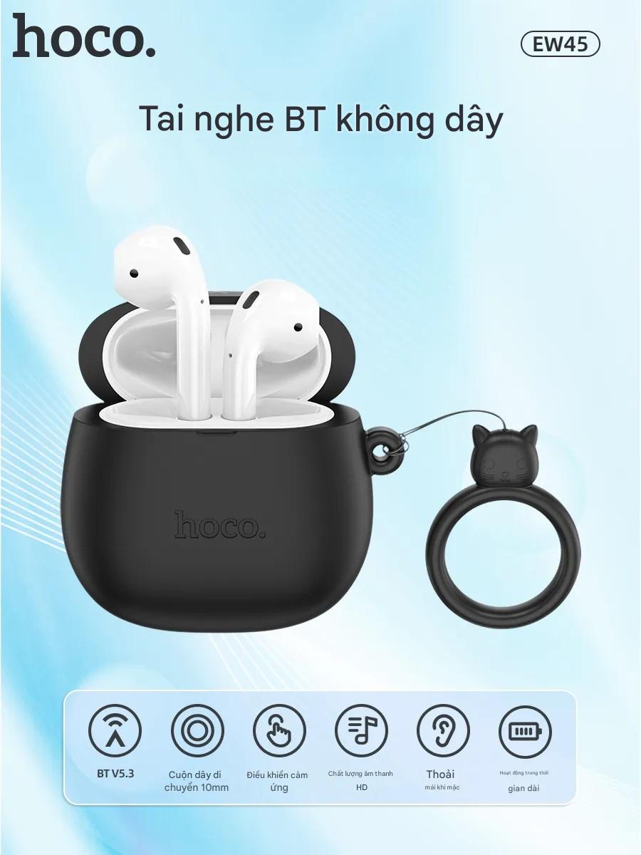 Tai Nghe Bluetooth Ho,co EW45 TWS 5.3, Có Mic Đàm Thoại, Nghe Nhạc 4H, Kèm Case Tai Mèo Cute - Hàng chính hãng