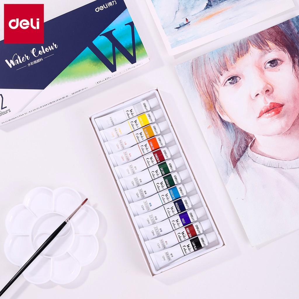 Màu nước dạng tuýp 12ml 12/18/24/36 màu Watercolor cao cấp cho học sinh