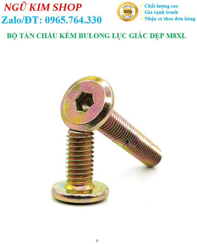 TÁN CHẤU KÈM BULONG LỤC GIÁC DẸP M8 x L THEO BỘ