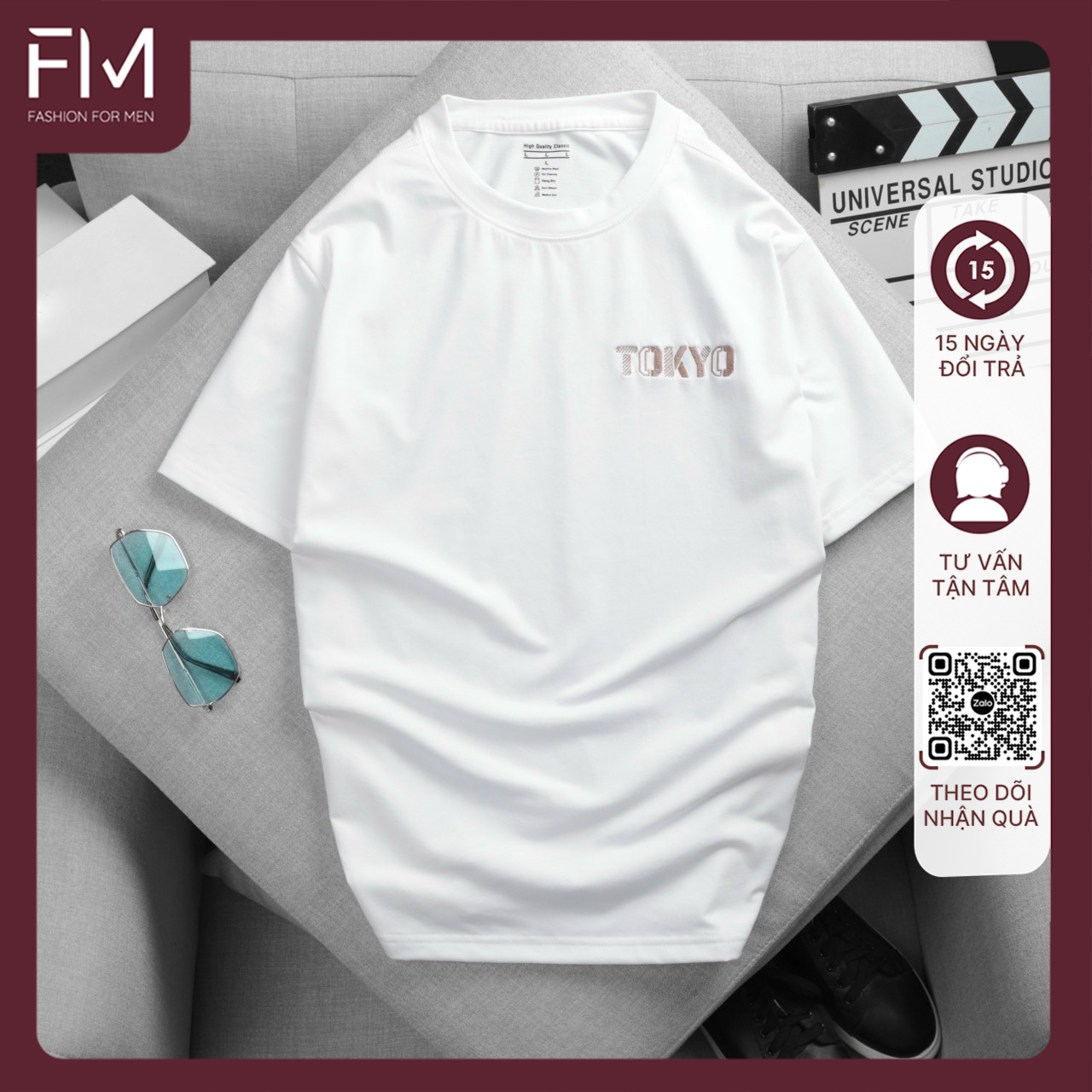 Áo thun ngắn tay nam, chất thun COTTON thấm hút tốt, họa tiết thêu TOKYO - FORMEN SHOP - FMTD158