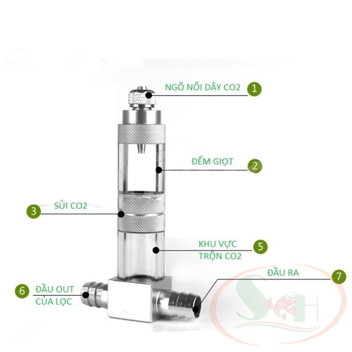 Trộn co2 chữ T Mufan phi 12, 16 mm gắn ngoài không giảm dòng hòa tan co2 bể thủy sinh