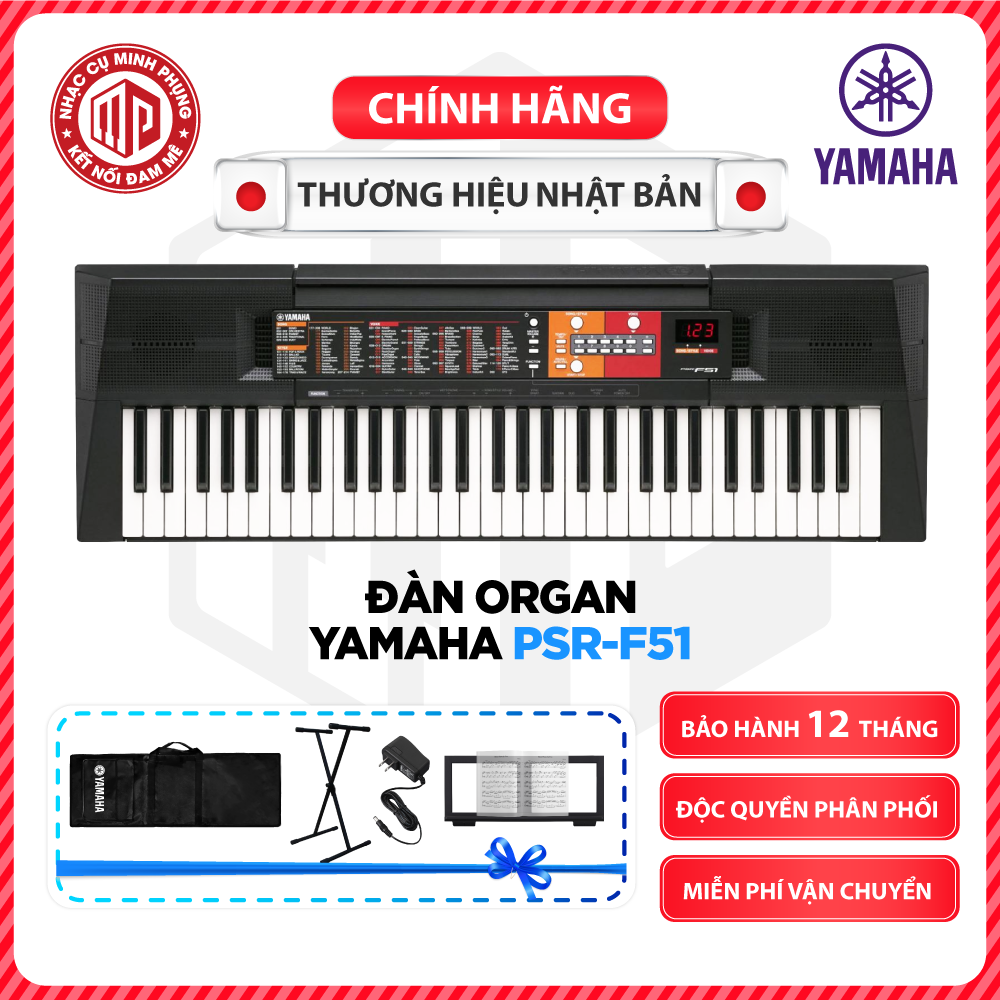 Đàn Organ Yamaha PSR F51 - Màu đen - Hàng chính hãng