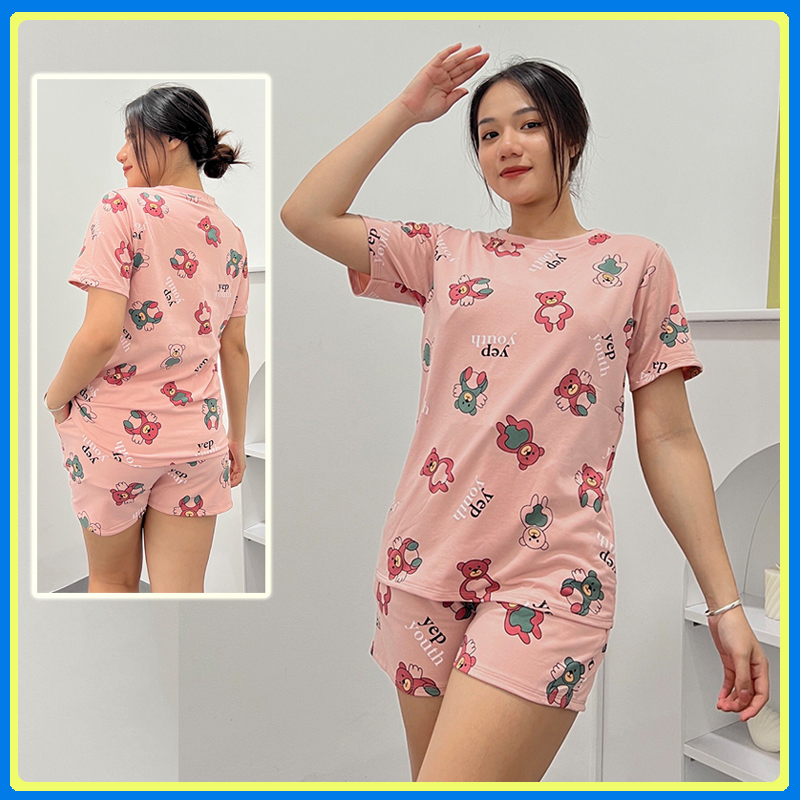 Đồ Bộ Nữ mặc nhà quần đùi dễ thương cotton DN3 - Set bộ ngủ thun cotton - Bộ đồ nữ mặc nhà