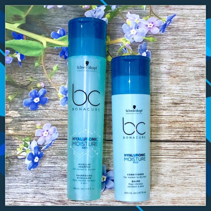 Bộ dầu gội xả Schwarzkopf BC Bonacure Hualuron Moisture Kick Micellar giữ ẩm tóc khô giòn và xoăn Đức 250ml/200ml