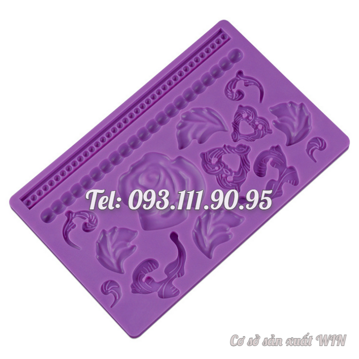 Khuôn silicon làm viền bánh, rau câu, socola, fondant viền hoa hồng - Mã số 1635