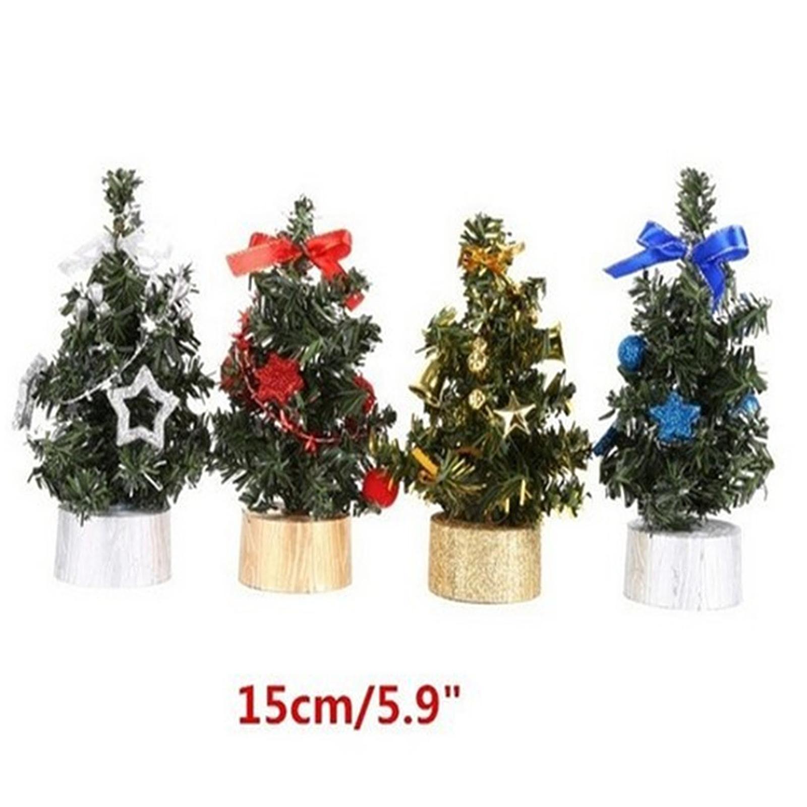 6inch High Tabletop Christmas Tree Mini Xmas Tree with Ornaments Golden