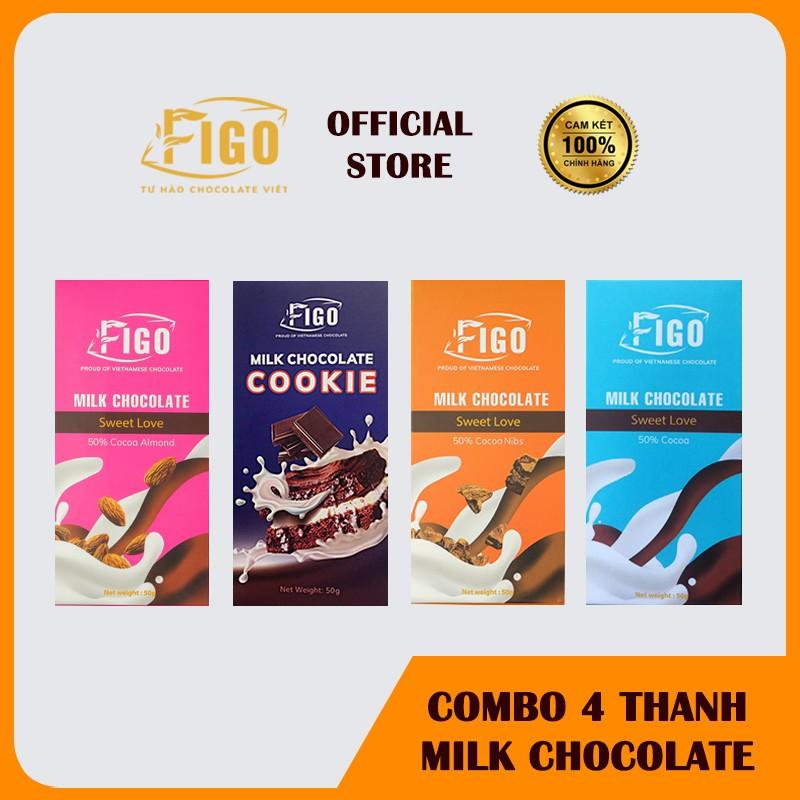 Socola sữa nhân bánh Cookie, Hạt cacao, Hạnh nhân, Không nhân FIGO