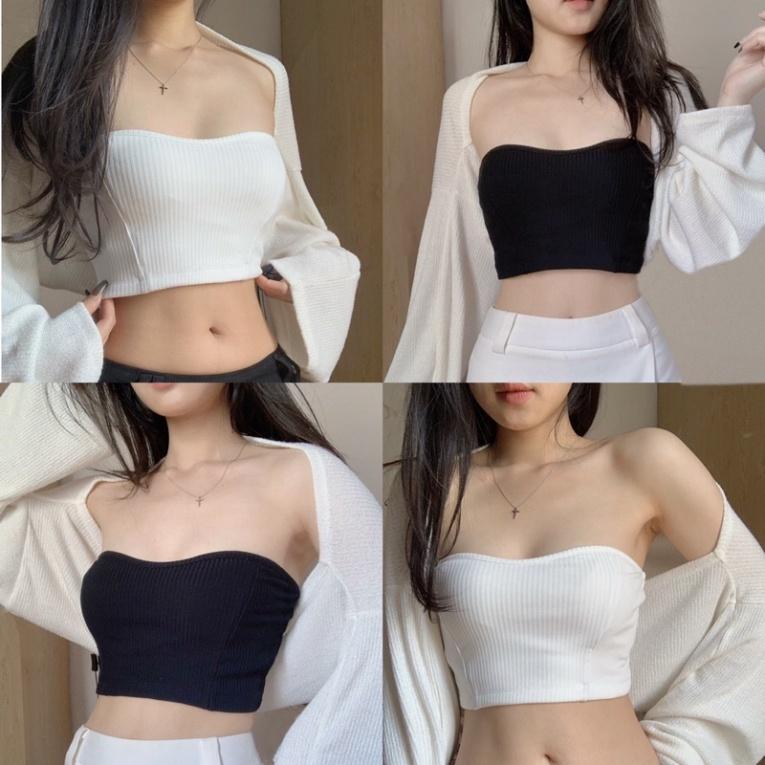 Áo ống cup ngực không đệm dáng croptop Lylylorem