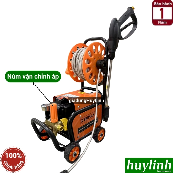 Máy xịt rửa xe Chỉnh Áp Kenmax KM-3050 Plus - 3050W - Có chống giật + rulo cuộn dây - motor lõi đồng 100% - Hàng chính hãng
