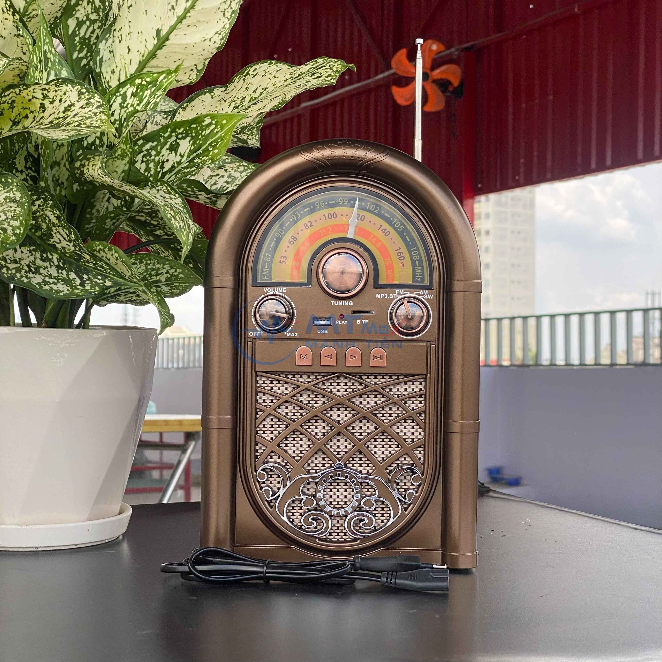 Đài FM Bluetooth R1950BT - Loa Bluetooth Kết Hợp Đài Radio Phong Cách Cổ Điển Hỗ Trợ Thẻ Nhớ USB Hàng Chính Hãng
