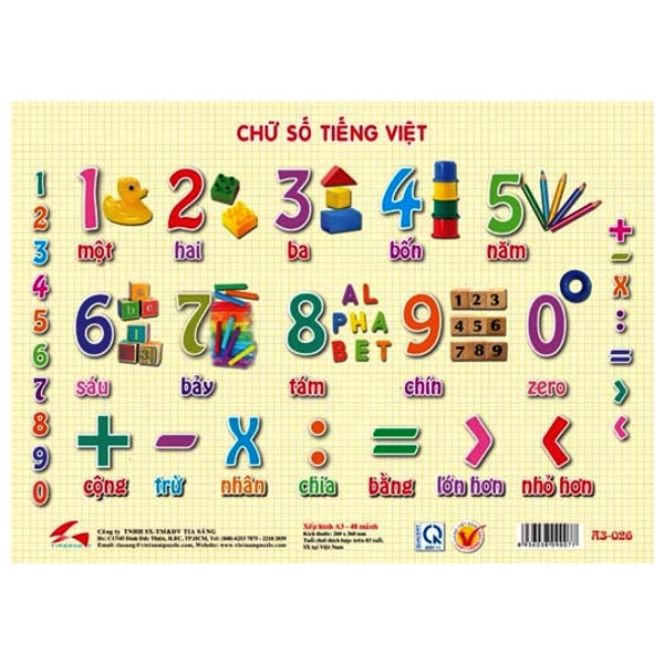Tranh Xếp Hình A3 48 Mảnh - Chữ Số Tiếng Việt A3-026