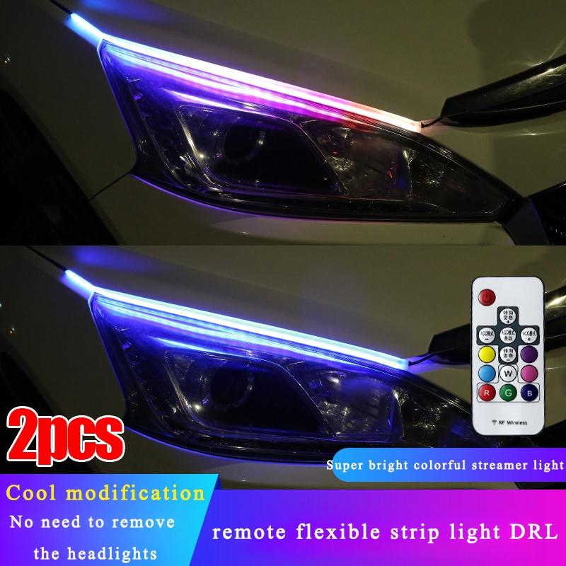 2 cái siêu mịn DRL siêu mỏng chạy ban ngày Ánh sáng chảy Rẽ LED DRL chống thấm nước DRL linh hoạt Hướng dẫn ống mềm cho ô tô Dải đèn LED cho đèn pha