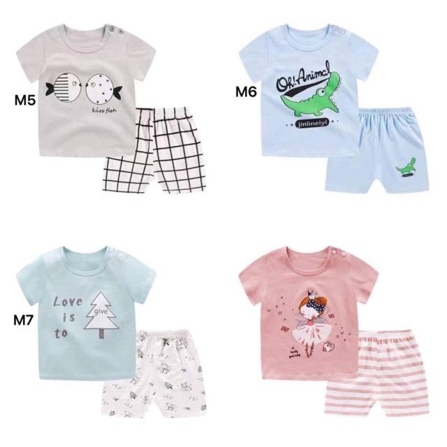 Bộ cotton cộc tay cho bé trai/bé gái