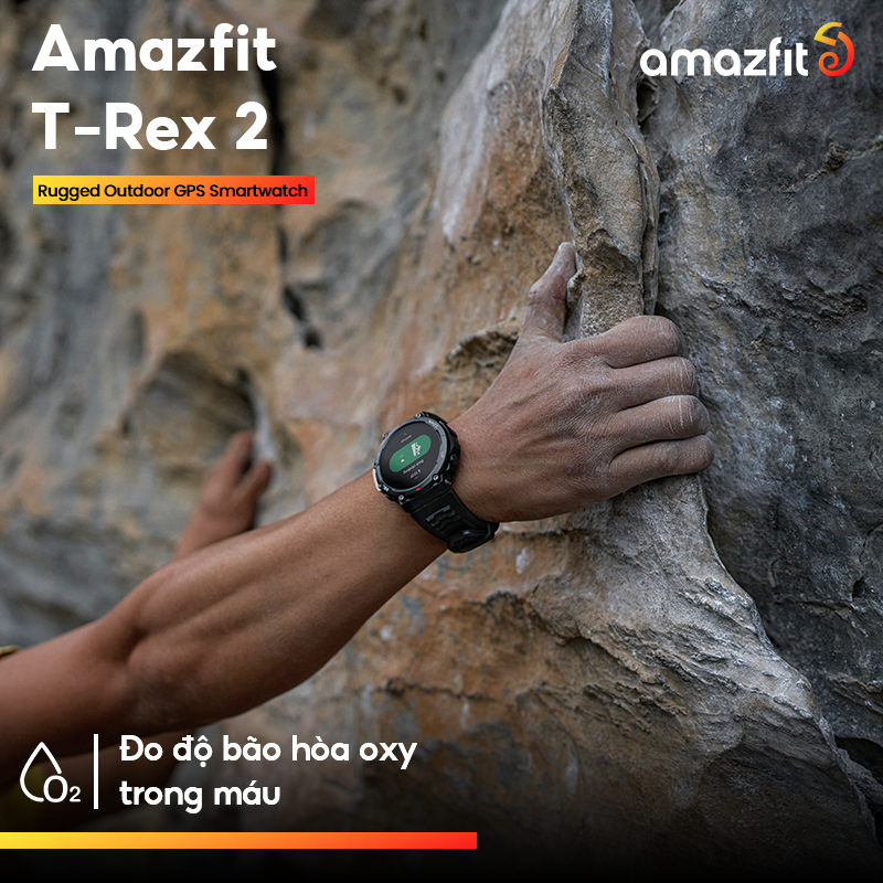 Amazfit T-Rex 2 - Đồng hồ thông minh | GPS | Pin đến 24 ngày | Chống nước 100M - Hàng Chính Hãng