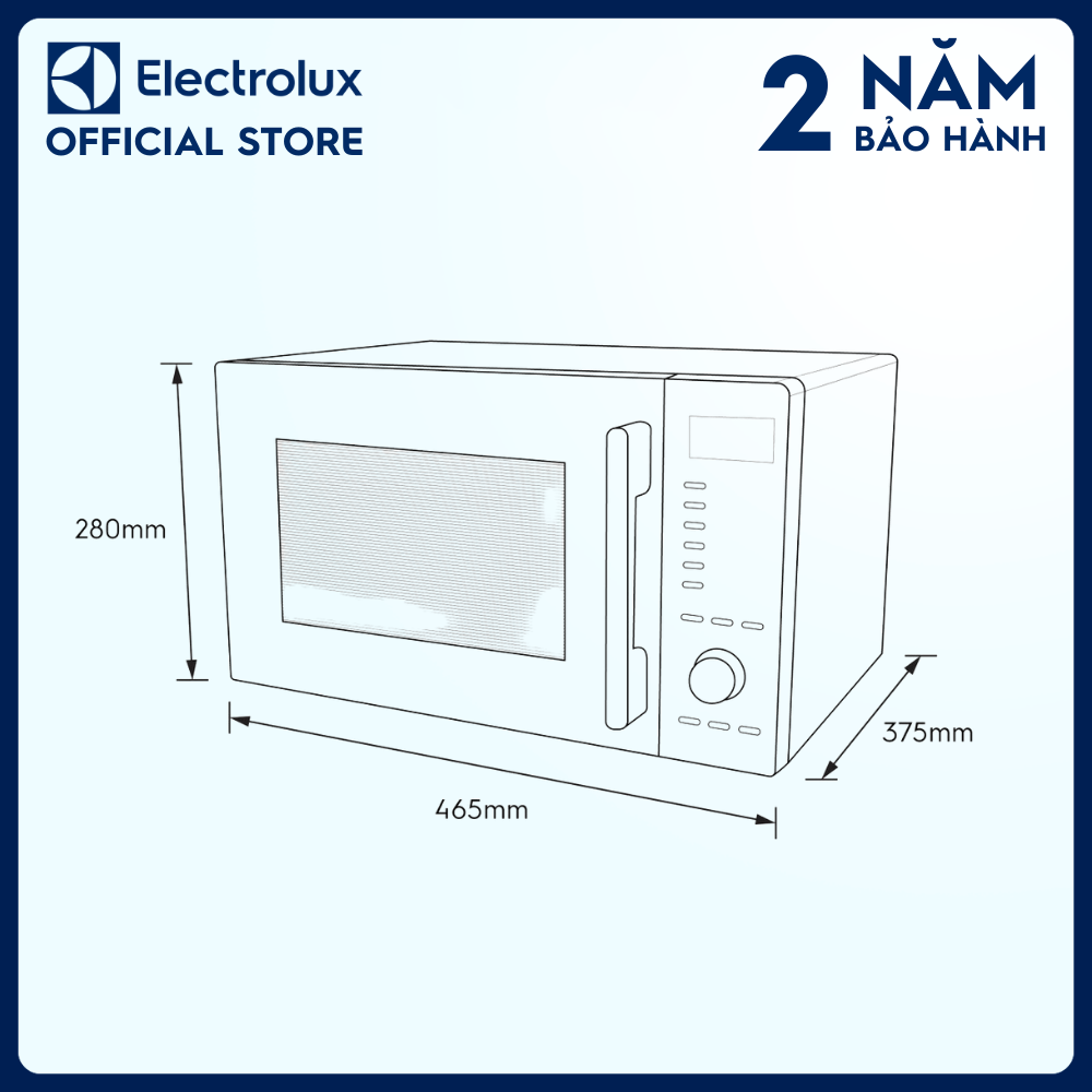 Lò vi sóng để bàn Electrolux tích hợp nướng đối lưu 25L UltimateTaste 500 EMG25D22BM, Hâm nóng và làm giòn, 10 chương trình cài sẵn [Hàng chính hãng]