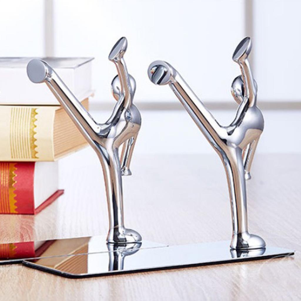 Pair Non-skid Man Bookends Book Holder Stands for Home Office School Decoration