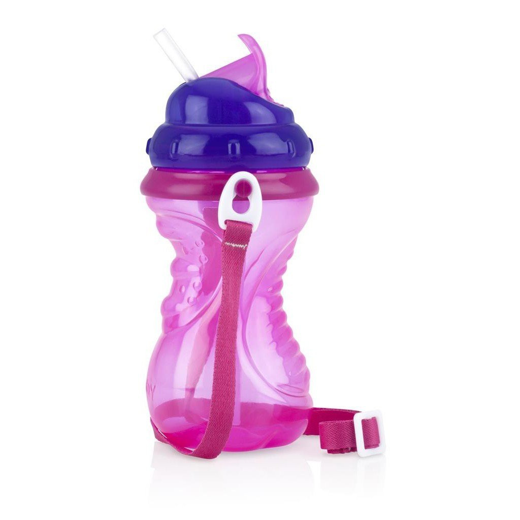 Bình uống nước 420ml, có ống hút, kèm dây đeo