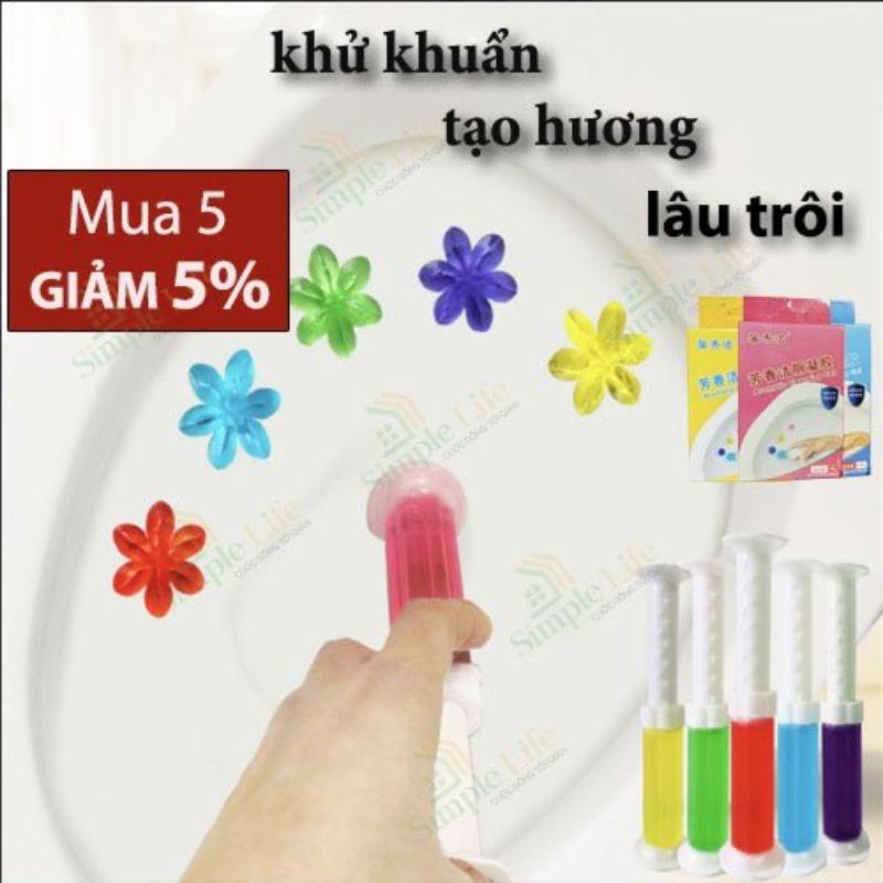 Gel thơm khử trùng bồn cầu gel khử mùi bồn cầu dạng thạch hình bông hoa với 6 mùi thơm cho toilet