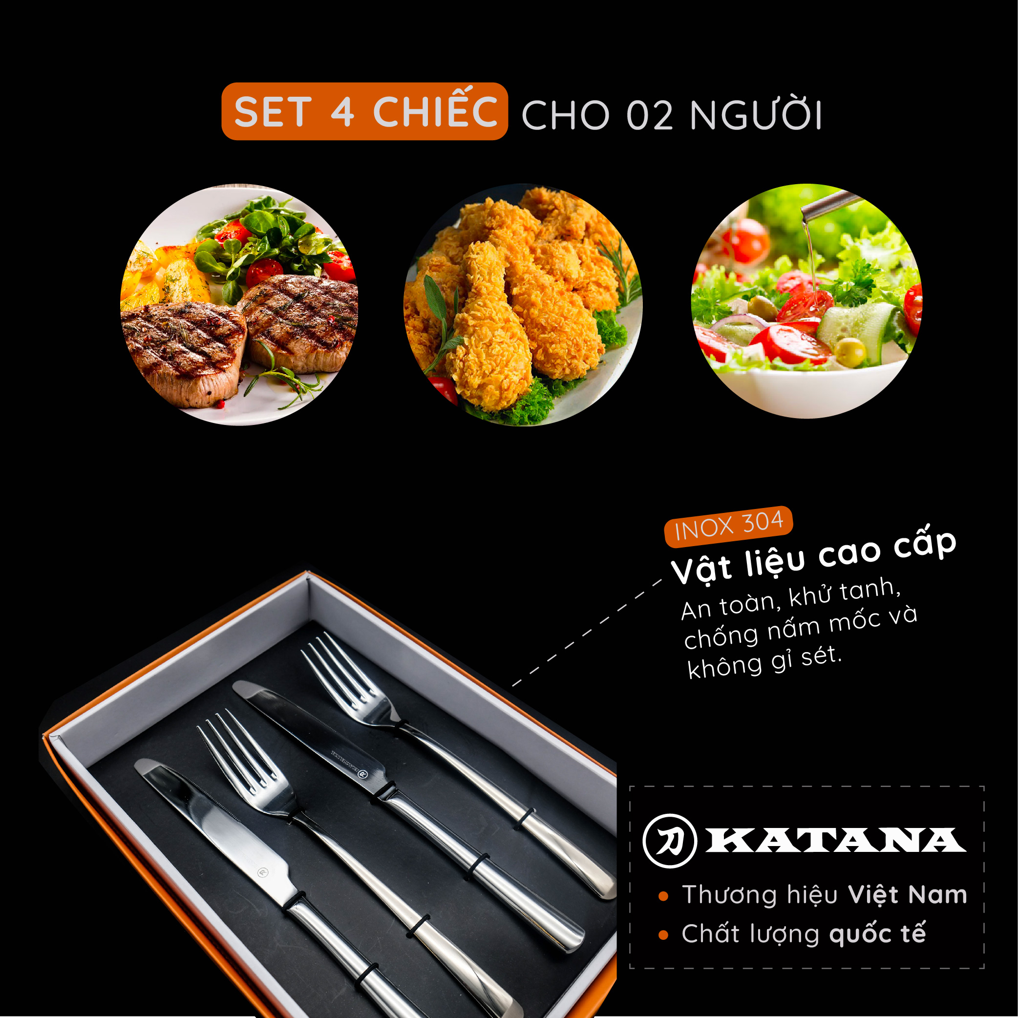 Set 4 dao dĩa ăn steak KATANA - KATA110