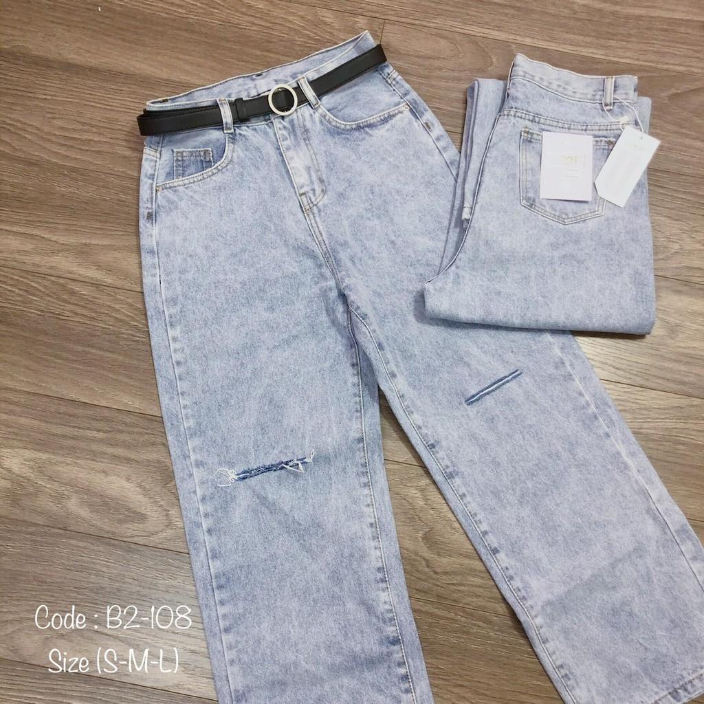 Quần jean nữ baggy King168, quần nữ co dãn nhẹ mẫu THU53