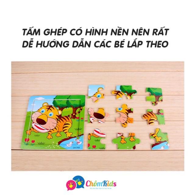 Combo 5 Tranh Ghép Gỗ 9 Mảnh - Mẫu Khác Nhau