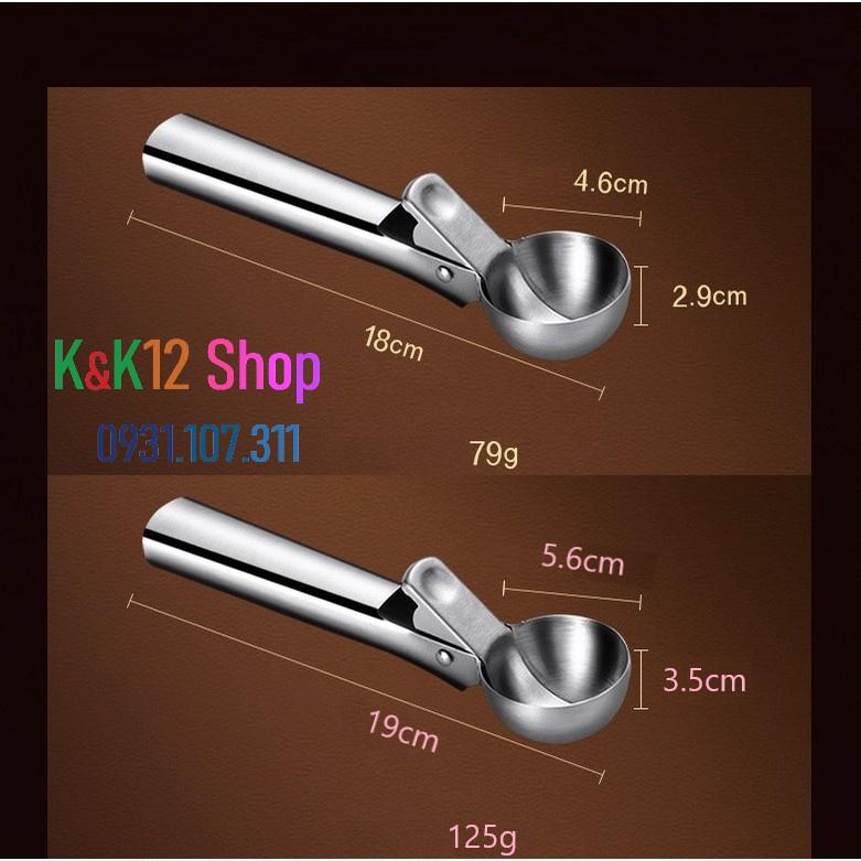 Dụng cụ múc kem, trái cây bằng inox . Muổng múc kem đa năng