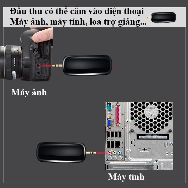 Micro cài áo không dây sóng UHF, cắm điện thoại livestream, thu âm, quay video, làm YouTube, Vlog từ xa