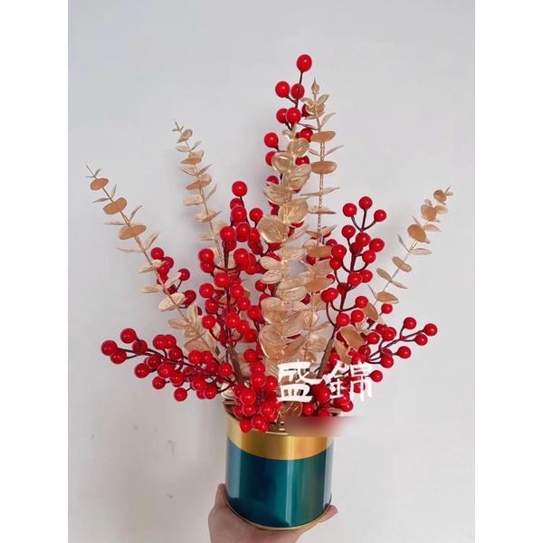 Cành lá rẻ quạt, tai chuột phủ vàng mix đào đông rất đep cao cấp 70-90cm