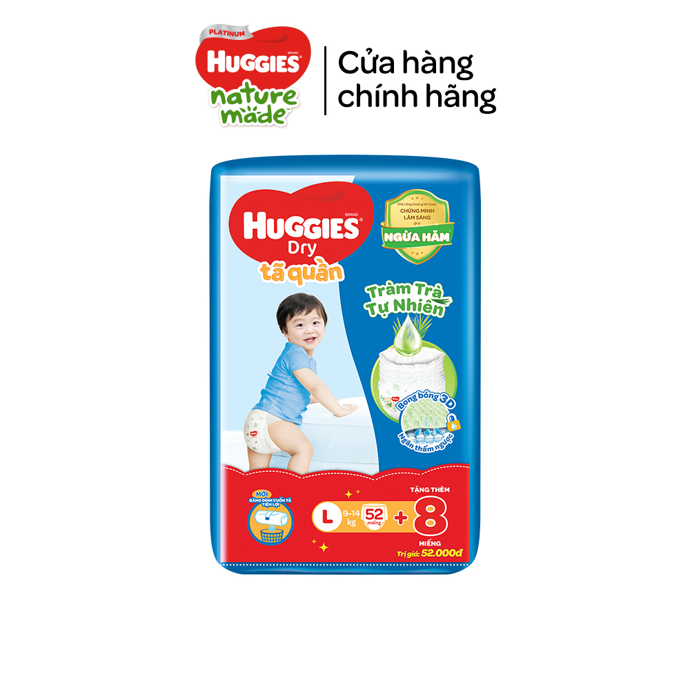 Tã/bỉm quần HUGGIES SKINCARE gói M76+8/L68/XL60/XXL54 (M56/L48/XL40/XXL36+8)