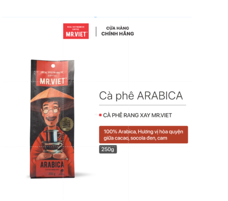  Arabica - Cà Phê Rang Xay Mr Viet Túi 250g