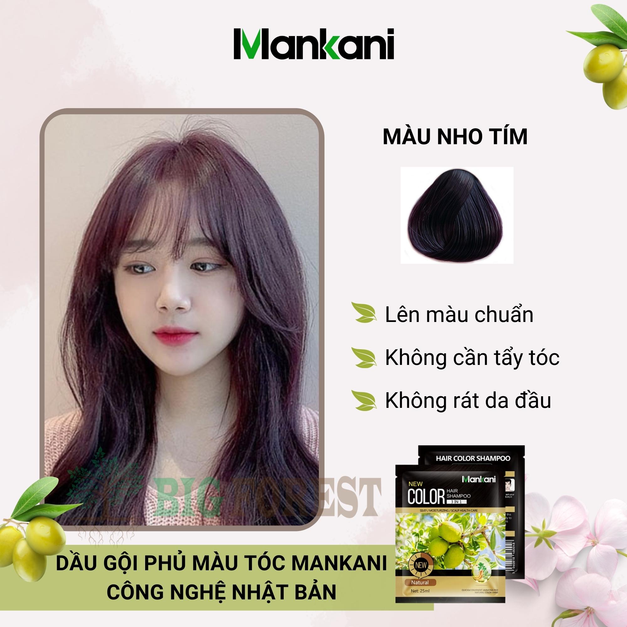 Gói Dầu Gội Nhuộm Tóc, Phủ Bạc Thảo Dược Mankani [Gói 25ml - Nho Tím