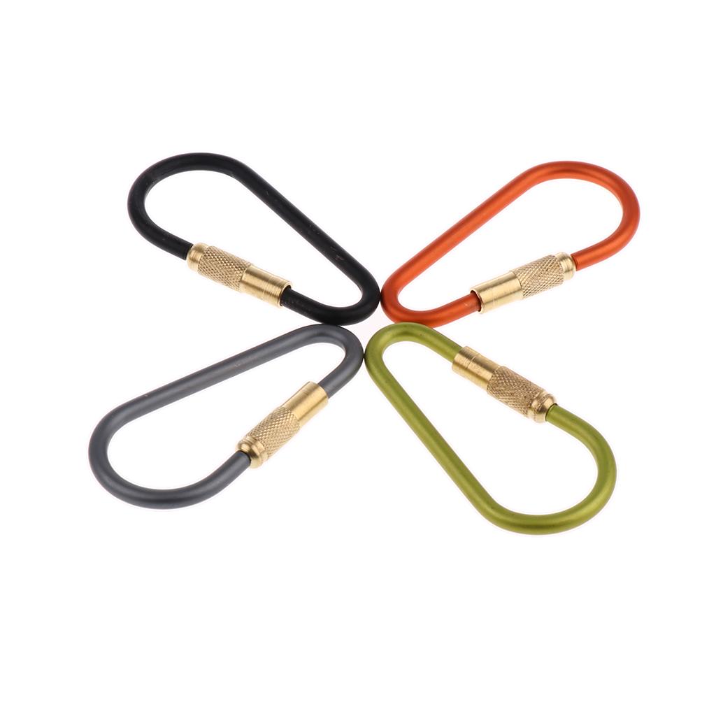 4Pcs Aluminum Alloy D Climbing Carabiner Keychain Buckle for Camping Hiking