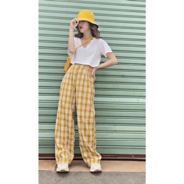 QUẦN CARO ỐNG RỘNG (KÈM VIDEO HÌNH THẬT