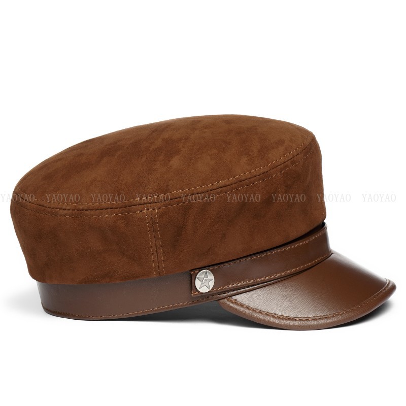 Mũ beret nữ da cừu phối da lộn cao cấp BHY1920 Nón lưỡi trai nữ phong cách Hàn Quốc