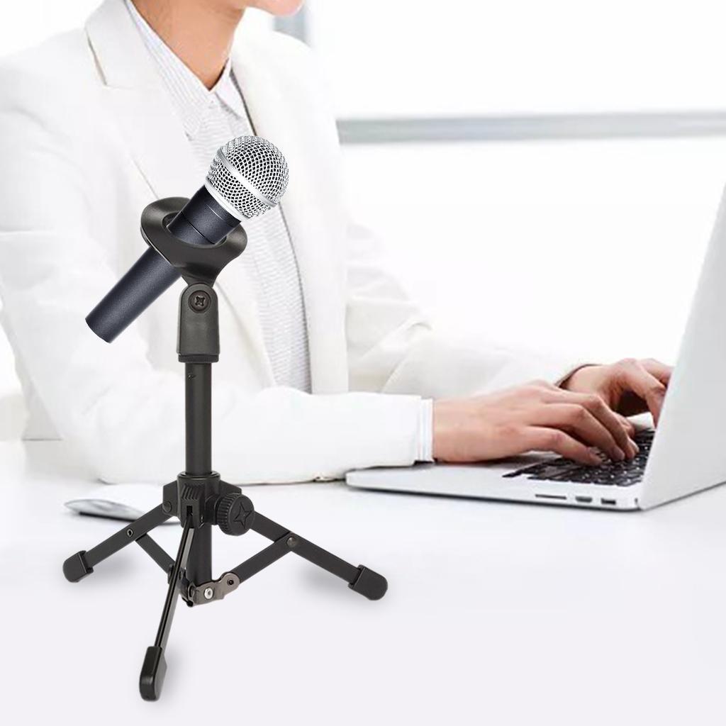Amagogo Mic Stand Desktop Tripod with Mic Clip Universal Portable for Lectures