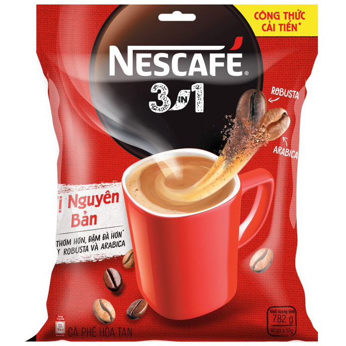 Cà phê hòa tan Nescafé 3in1 vị nguyên bản - công thức cải tiến (Bịch 46 gói) - [Tặng 1 bình Inochi]