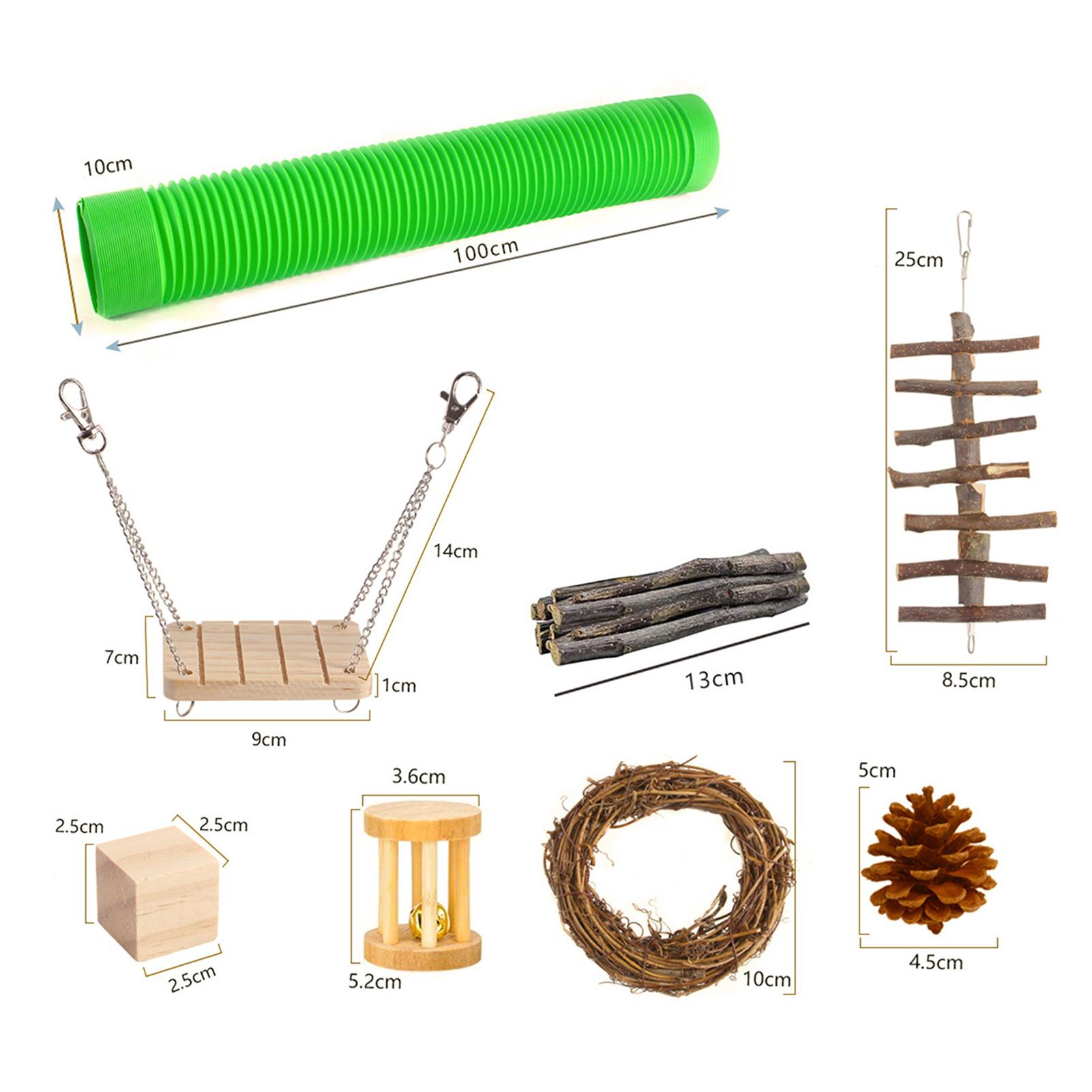 Hamster Chew Toys Sets 10pcs Small Animal Activity Toys Chinchilla Chew Toys with Tunnel and Swing Teeth Care Molar Toy