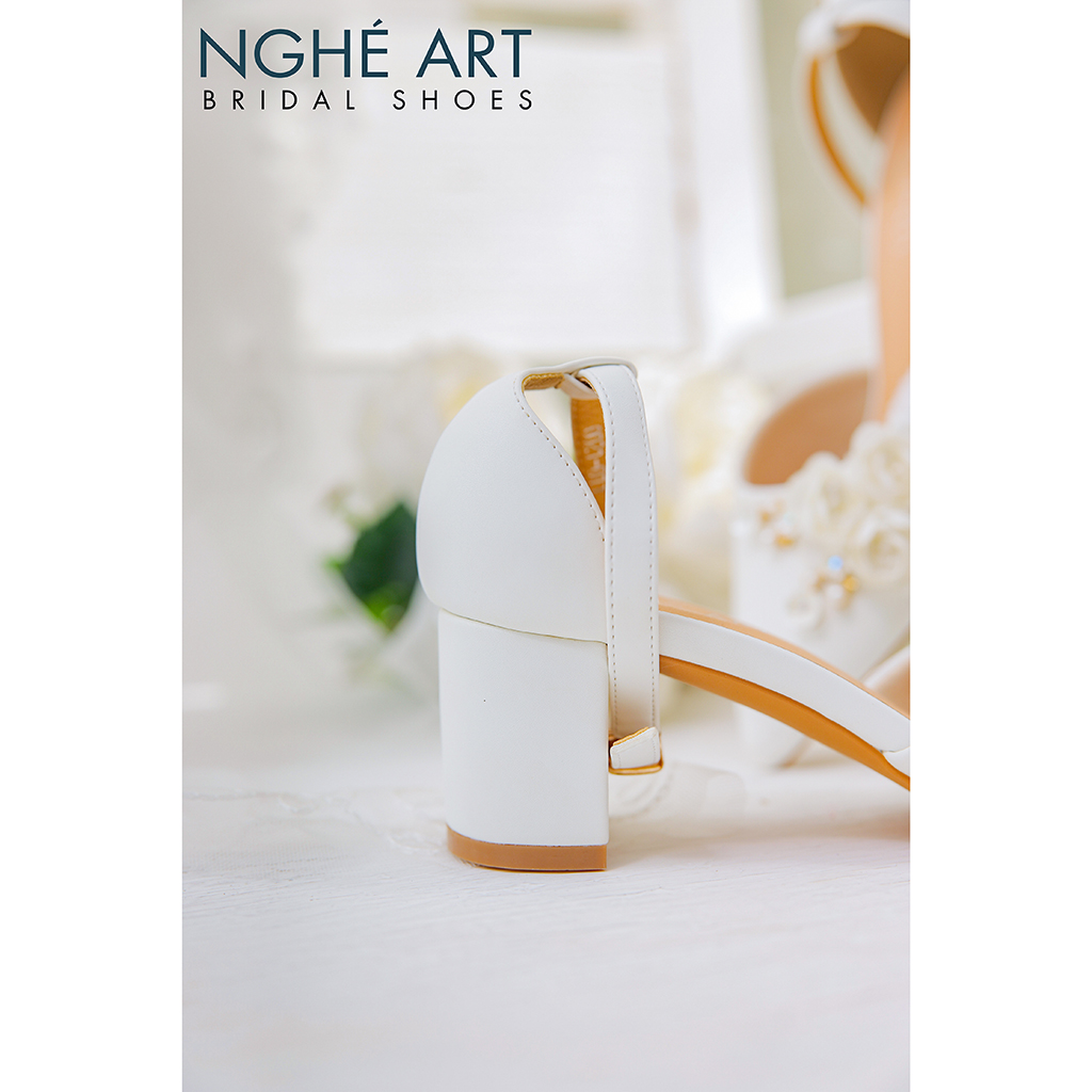 Giày cưới Nghé Art quai ngang đính hoa 216-6PHAN