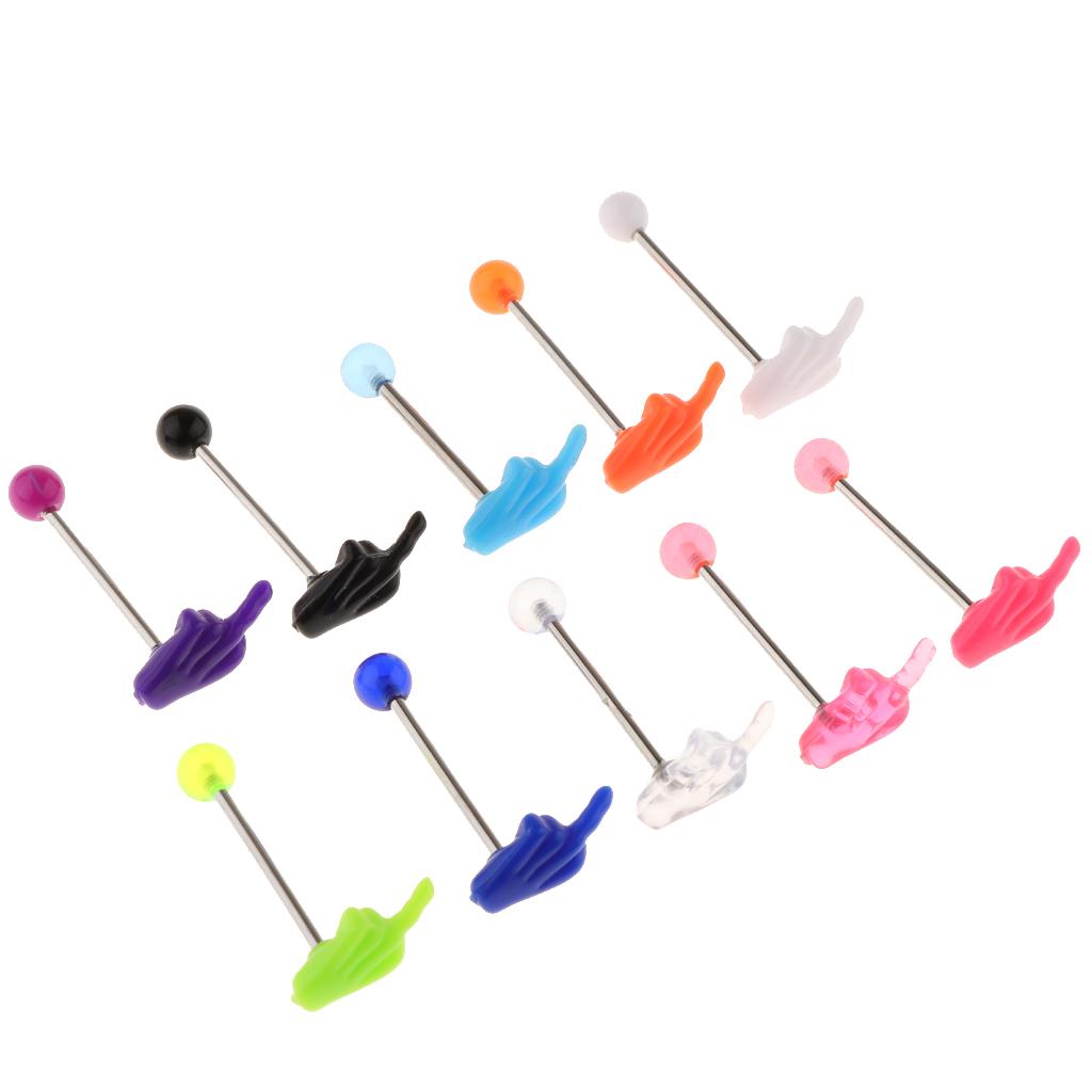 10Pcs Stainless Steel Lip Chin Labret Bar Tongue Ring Stud Tragus Piercing