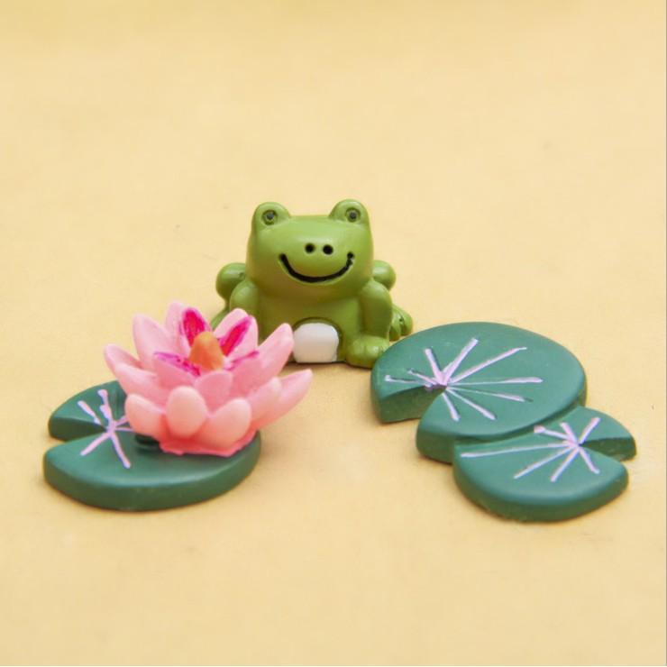 KHO-HN * Combo mô hình ếch xanh và hoa sen trang trí tiểu cảnh, bonsai, hồ bán cạn, DIY