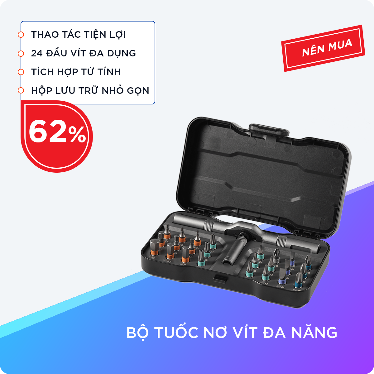 Bộ Tuốc Vít Đa Năng Với 24 Đầu Vít Đa Dụng Chuyển Đổi Linh Hoạt