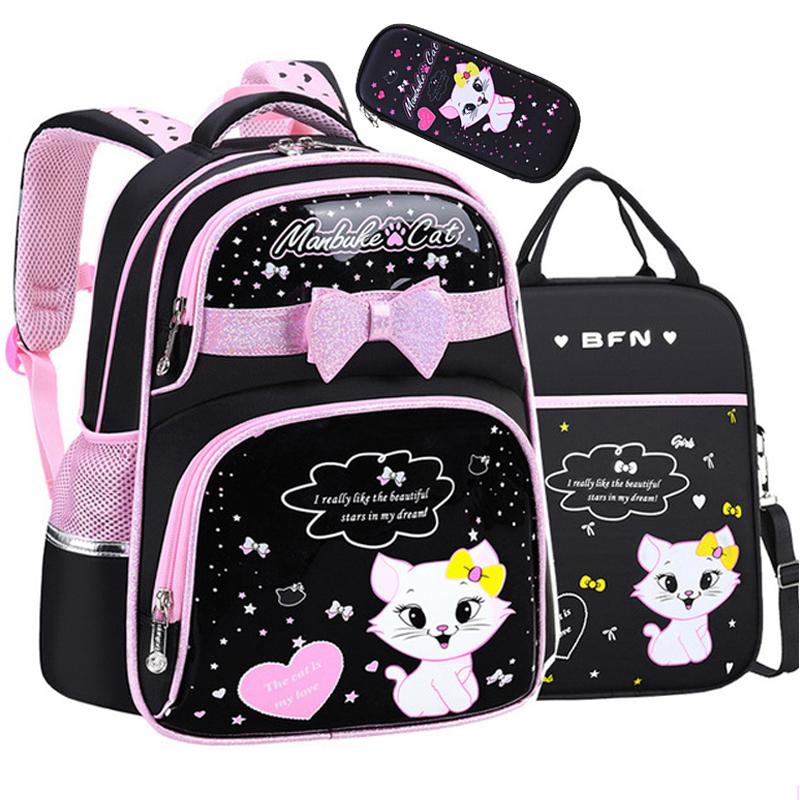 Cô Gái Dễ Thương Trường Túi Thời Trang Chỉnh Hình Tiểu Schoolbags Bagpack Mèo Hoạt Hình In Hình Công Chúa Ba Lô Trẻ Em Bookbags Mochila