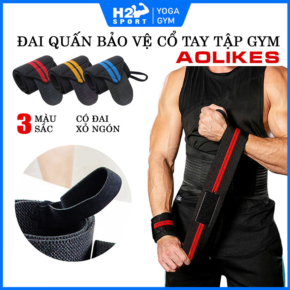 Quấn cổ tay tập GYM, Băng bảo vệ cổ tay Aolikes mẫu 2 vạch (1 đôi